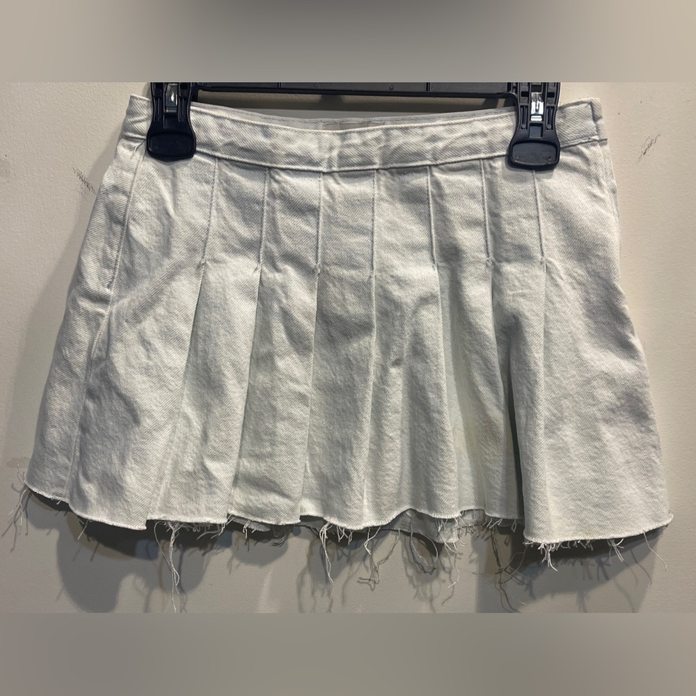 PacSun pale blue Frayed Hem Mini Skirt